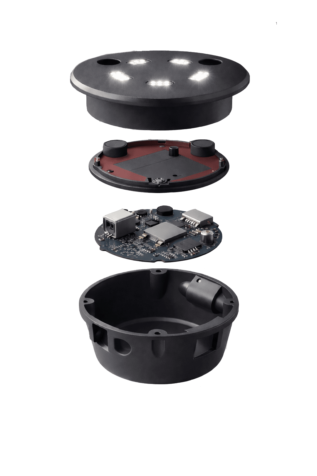Exploded view of LoiterBlock device