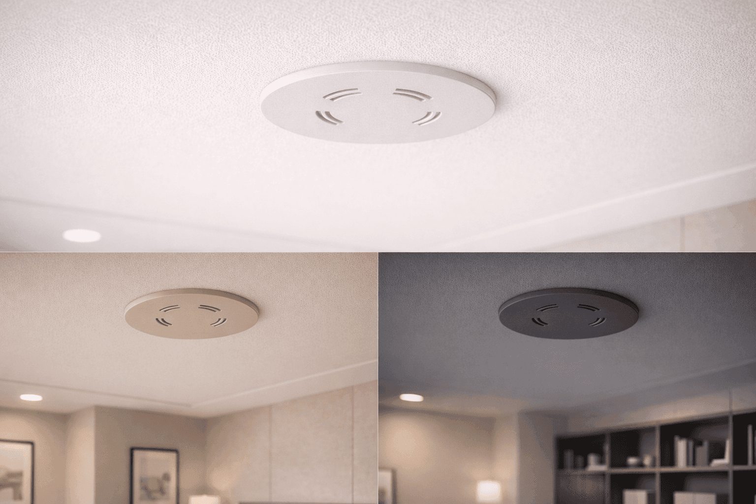 LoiterBlock installed flush in a ceiling with color options