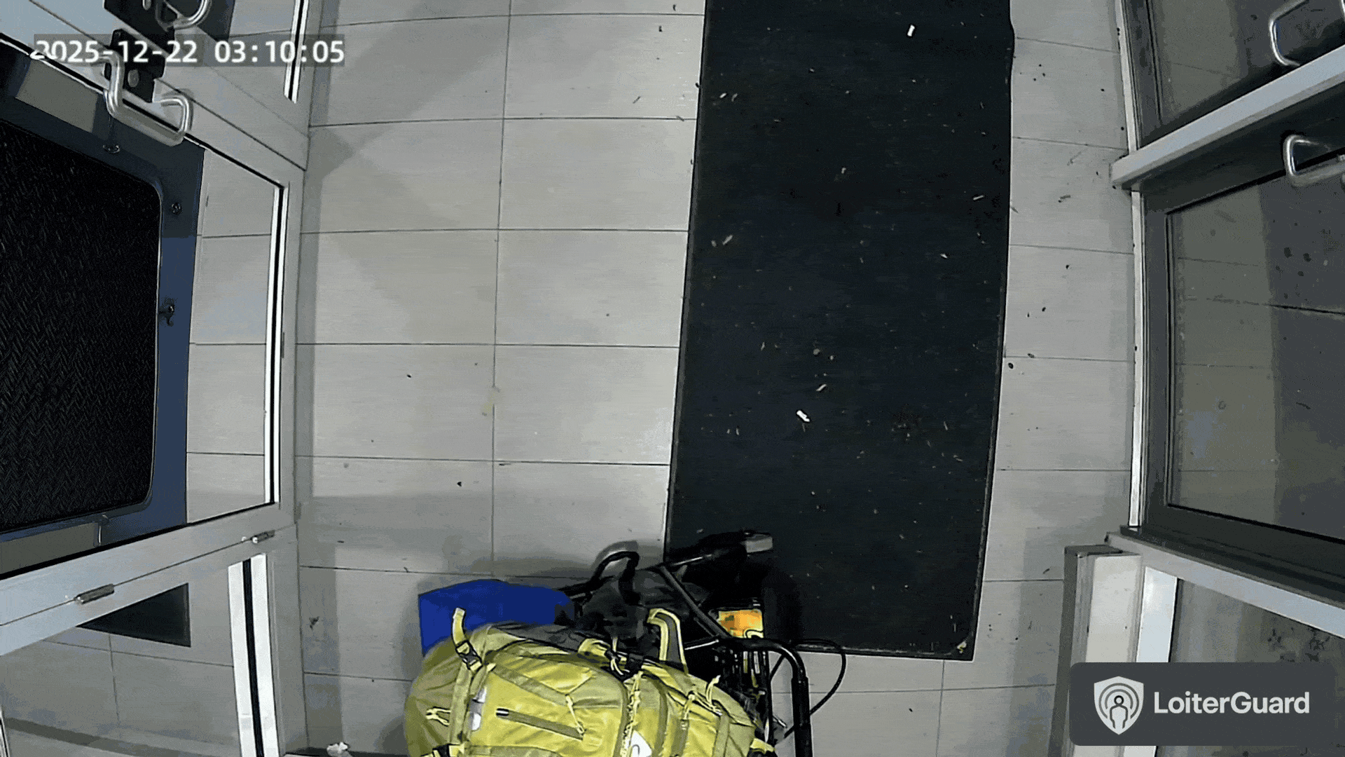 LoiterBlock sensor detecting and deterring loitering in a vestibule